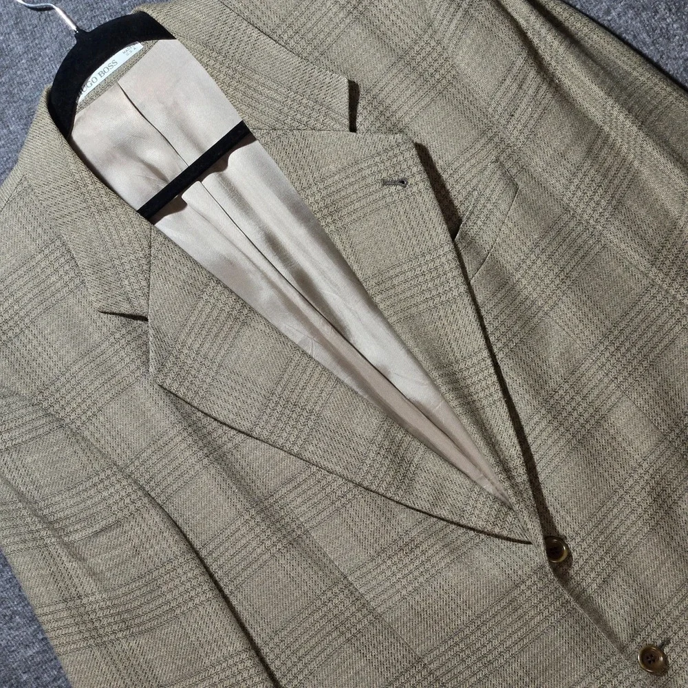 Boss Hugo‎ Boss Corleone Men Size 40S Linen Two Button Sport Coat Windowpane